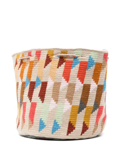 Guanabana Geometric-pattern Bucket Bag In 中性色