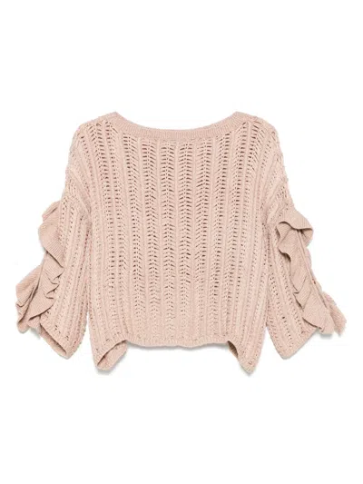 Liu •jo Ruffled-detail Sweater In 粉色