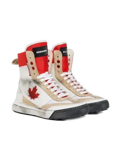 Dsquared2 Leather-panelled Hi-top Trainers In Multi