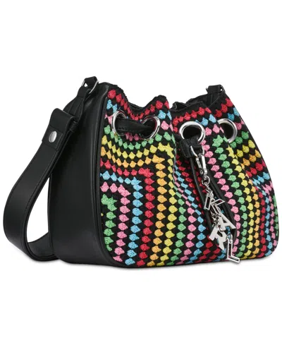 Karl Lagerfeld Desiree Small Leather Hobo Bag In Black Multi