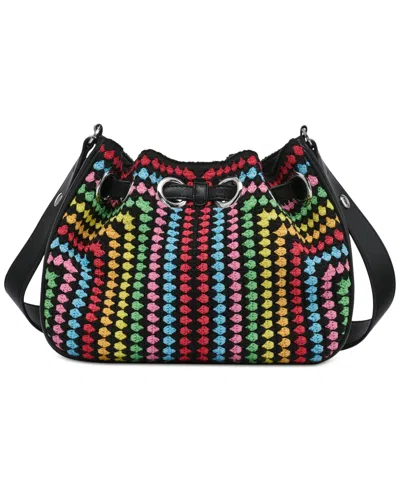 Karl Lagerfeld Desiree Small Leather Hobo Bag In Black Multi