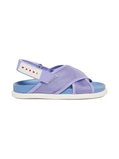 Marni Logo-patch Sandals In 紫色