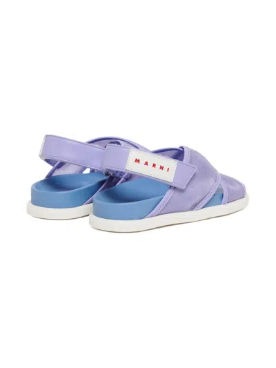 Marni Logo-patch Sandals In 紫色