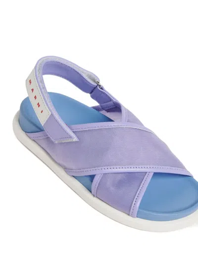 Marni Logo-patch Sandals In 紫色