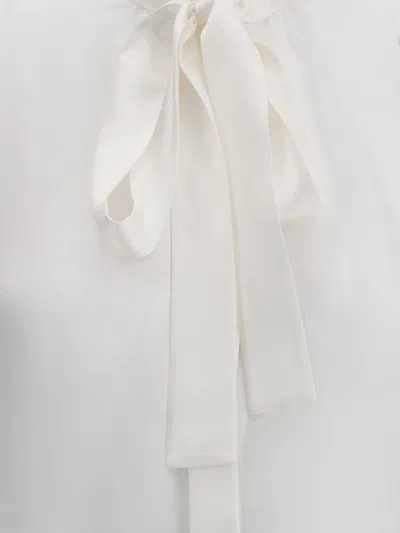 Dolce & Gabbana Dolce&gabbana Sheer Silk Chiffon Tie Neck Shirt In White