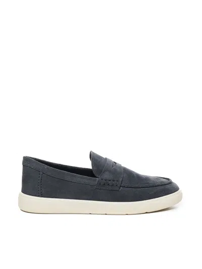 Hogan Suede Moccasin With Stitched Mask In Blu Tuareg