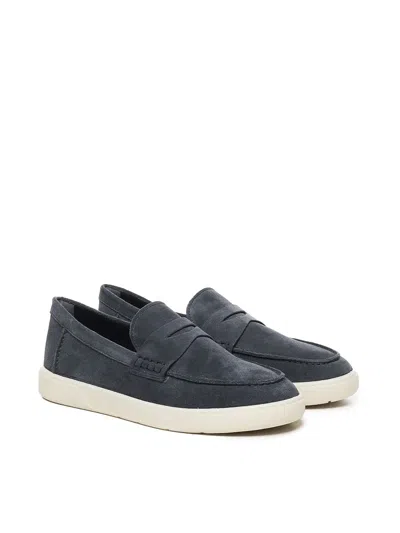Hogan Suede Moccasin With Stitched Mask In Blu Tuareg