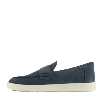 Hogan Suede Moccasin With Stitched Mask In Blu Tuareg