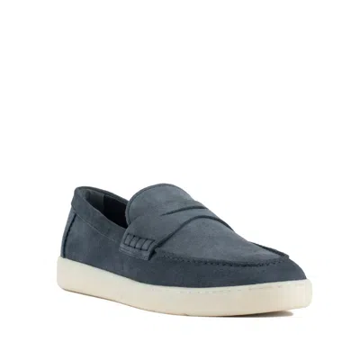 Hogan Suede Moccasin With Stitched Mask In Blu Tuareg