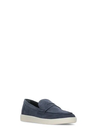 Hogan Suede Moccasin With Stitched Mask In Blu Tuareg