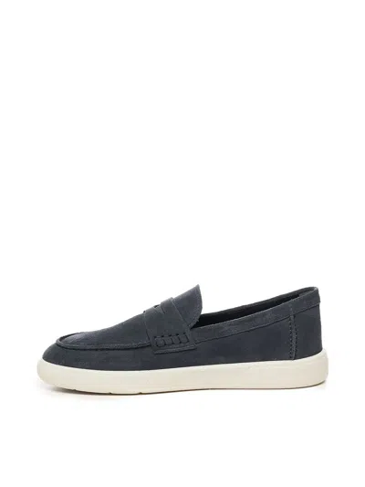 Hogan Suede Moccasin With Stitched Mask In Blu Tuareg