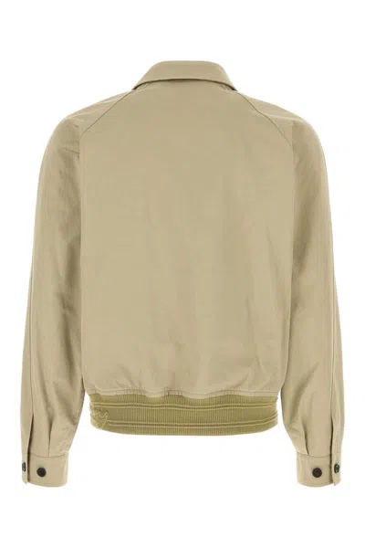 Burberry Cotton Jacket With Collar And Pockets In Green