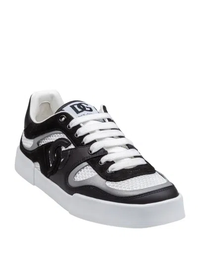 Dolce & Gabbana Portofino Light Low-top Mesh And Leather Sneakers In White