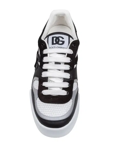 Dolce & Gabbana Portofino Light Low-top Mesh And Leather Sneakers In White