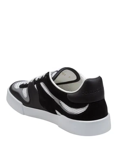 Dolce & Gabbana Portofino Light Low-top Mesh And Leather Sneakers In White