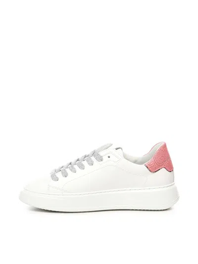 Philippe Model Low Top Leather Sneakers With Contrast Heel Tab In White