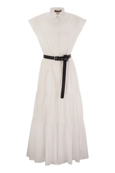 Max Mara Studio Bairo Long Belted Dress Clothing In White
