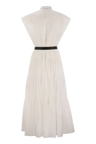 Max Mara Studio Bairo Long Belted Dress Clothing In White