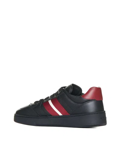 Bally Low-top Leather Sneakers With Stripe And Perforations In Black