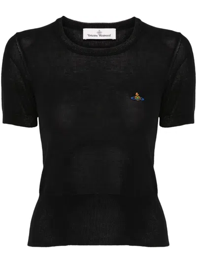 Vivienne Westwood Bea Short Sleeve Sweater In Black