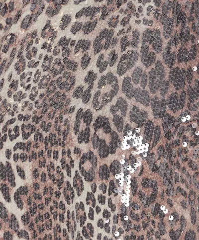 Ganni Leopard Blouse With Sequins In Multicolour