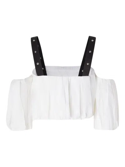 Pinko Balloon Sleeves Crop Top In White