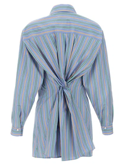 Etro Knotted Button-up Striped Shirt In Blue