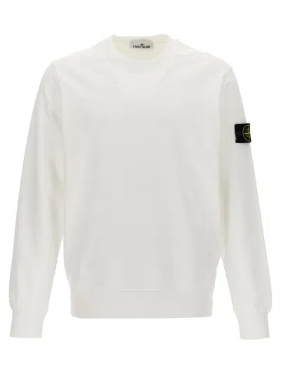 Stone Island Compass-motif Jersey-fleece Sweatshirt In White