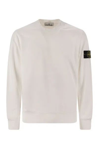 Stone Island Compass-motif Jersey-fleece Sweatshirt In White