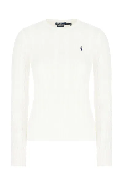Polo Ralph Lauren Ralph Lauren White Cotton Cable-knit Crew Neck Sweater In White