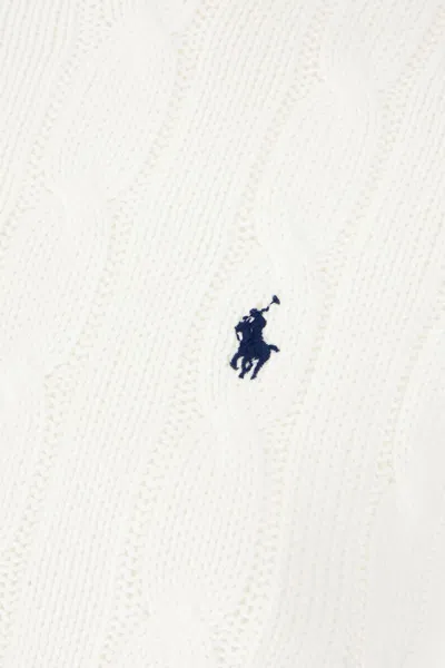 Polo Ralph Lauren Ralph Lauren White Cotton Cable-knit Crew Neck Sweater In White