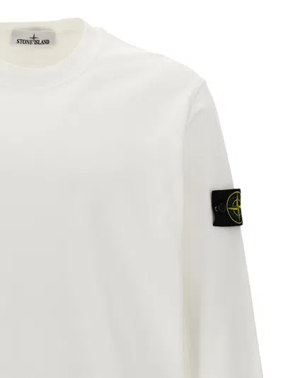 Stone Island Compass-motif Jersey-fleece Sweatshirt In White