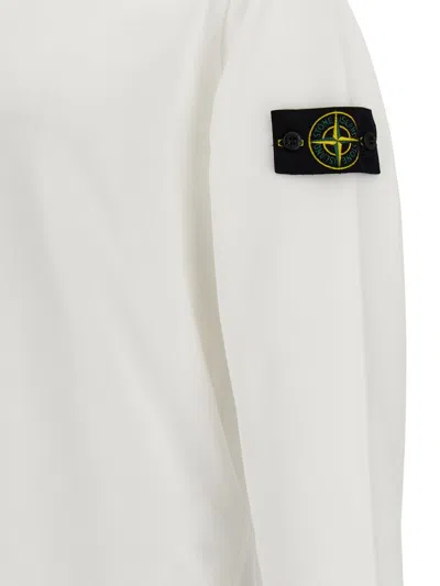 Stone Island Compass-motif Jersey-fleece Sweatshirt In White