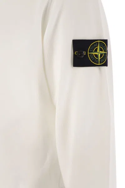 Stone Island Compass-motif Jersey-fleece Sweatshirt In White