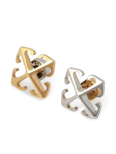 Off-white Bicolor Mini Arrow Earrings In Gold/silver