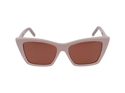 Saint Laurent Eyewear Rectangular Frame Sunglasses In Pink Pink Brown