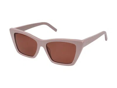 Saint Laurent Eyewear Rectangular Frame Sunglasses In Pink Pink Brown