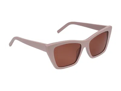 Saint Laurent Eyewear Rectangular Frame Sunglasses In Pink Pink Brown