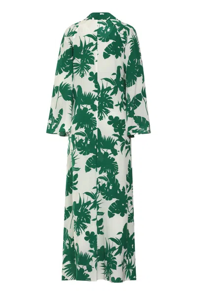 Max Mara Studio Livrea Printed Silk Dress In Green