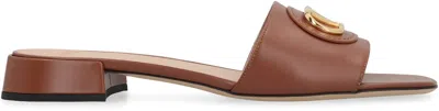 Valentino Vlogo Signature Leather Sandal In Brown