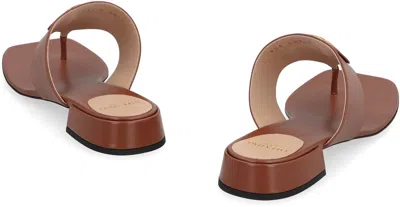 Valentino Vlogo Plaque Square Open Toe Slides In Brown