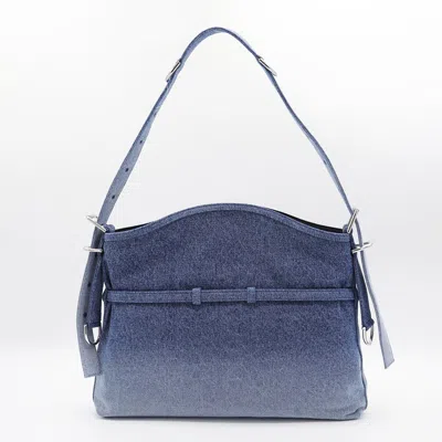 Givenchy Blue Denim Voyou Medium Shoulder Bag In Navy