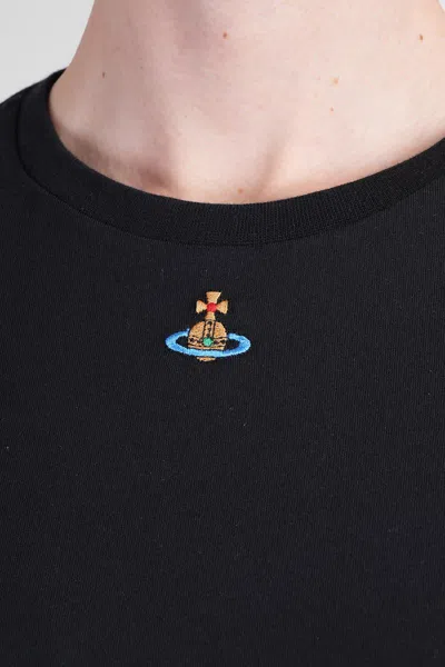Vivienne Westwood Crewneck Embroidered Orb Logo Short Sleeves Top In Black