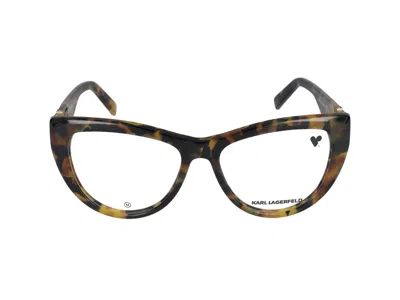 Shop Karl Lagerfeld Eyeglasses In Striped Tobacco