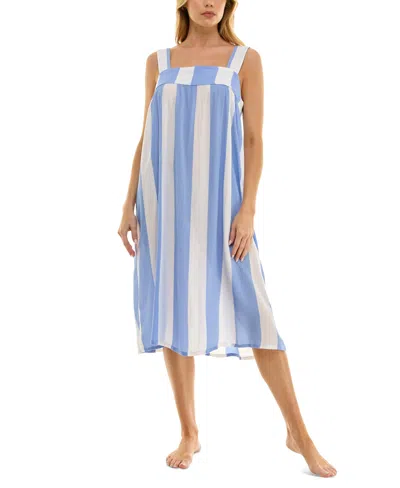 Roudelain Women's Sleeveless Striped Nightgown In Awning Stripe