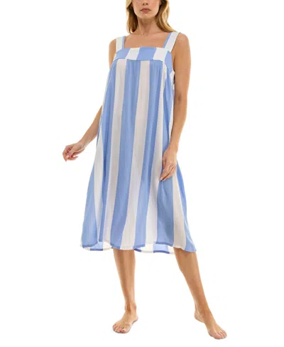 Roudelain Women's Sleeveless Striped Nightgown In Awning Stripe