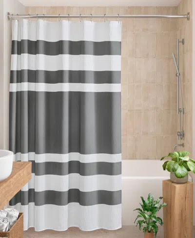 Madison Park Spa Waffle 3m-scotchgard Shower Curtain, 108" X 72" In Charcoal