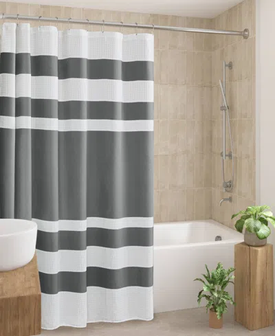 Madison Park Spa Waffle 3m-scotchgard Shower Curtain, 108" X 72" In Charcoal