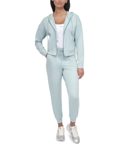 Dkny Sport Women's Spacedye Full-zip Long-sleeve Hoodie In Mineral Spacedye
