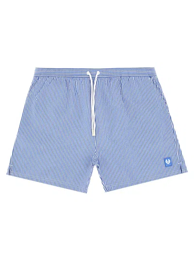Belstaff Striped Pattern Swim Trunks In Blue